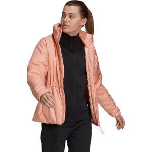 adidas Women's Basic 3-Stripes Insulated Winter Jacket Peach Athletic Size L
